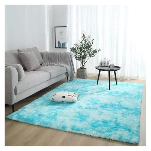 KANGYEBAIHUODIAN Fit for 2023 Heißer Schlafzimmer Extra Weich Seidig Glatt Shaggy Synthetische Flauschigen Teppich Pelz Teppich(Sky Blue) von HXPKKX