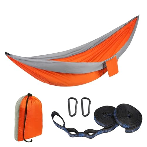 KANGYEBAIHUODIAN Fit for Hängematte Outdoor Camping Backpacking Freizeit Schaukel Tragbare Hängende Bett Schlaf Schaukel Hängematte Hängestuhl Camping(Grey with orange) von HXPKKX