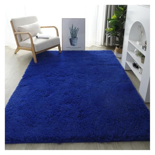 KANGYEBAIHUODIAN Fluffy orange Plüschmatten und Teppichboden passen für Wohnkultur im Wohnzimmer dicke Plüschmatte für Kinderzimmer zottigen goldenen Samt Bodenmatte(dunkelblau,50X80cm) von HXPKKX
