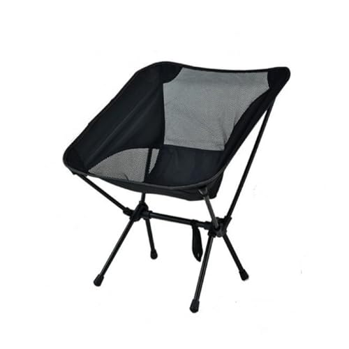 KANGYEBAIHUODIAN Geeignet for Camping im Freien, zusammenklappbar, einfacher tragbarer leichter Stuhl, Angeln, erhöhter tragbarer kleiner Netzstuhl, Camping-Strandstuhl-Rückenlehne(Solid black) von HXPKKX