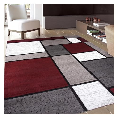 KANGYEBAIHUODIAN Moderner blau-grauer quadratischer Teppich passend for Wohnzimmer, Heimdekoration, Sofa, Tisch, große Teppiche, Schlafzimmer, Nachttisch, Fußmatte, Krabbelmatte(03,80x160cm 32x63inch) von HXPKKX