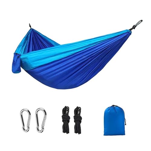 KANGYEBAIHUODIAN Passend for Camping-Hängematte, tragbarer Leichter Hängesessel for den Außenbereich, Camp Out, Einzel- und Doppel-Fallschirmtuch, farblich passende Schaukelhängematte(Blue) von HXPKKX