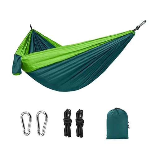 KANGYEBAIHUODIAN Passend for Camping-Hängematte, tragbarer Leichter Hängesessel for den Außenbereich, Camp Out, Einzel- und Doppel-Fallschirmtuch, farblich passende Schaukelhängematte(Green) von HXPKKX