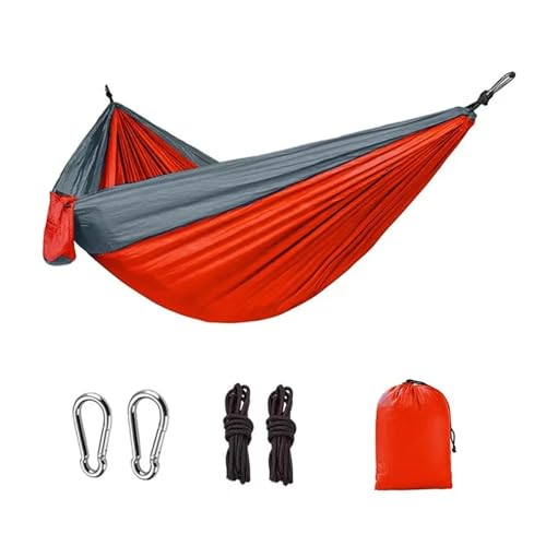 KANGYEBAIHUODIAN Passend for Camping-Hängematte, tragbarer Leichter Hängesessel for den Außenbereich, Camp Out, Einzel- und Doppel-Fallschirmtuch, farblich passende Schaukelhängematte(Orange) von HXPKKX
