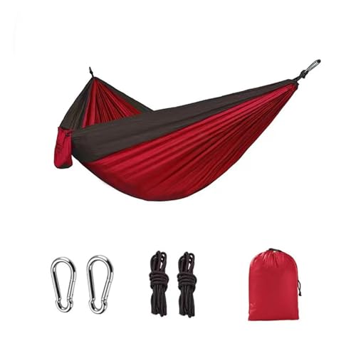 KANGYEBAIHUODIAN Passend for Camping-Hängematte, tragbarer Leichter Hängesessel for den Außenbereich, Camp Out, Einzel- und Doppel-Fallschirmtuch, farblich passende Schaukelhängematte(Red) von HXPKKX