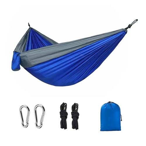 KANGYEBAIHUODIAN Passend for Camping-Hängematte, tragbarer Leichter Hängesessel for den Außenbereich, Camp Out, Einzel- und Doppel-Fallschirmtuch, farblich passende Schaukelhängematte(Sapphire Blue) von HXPKKX