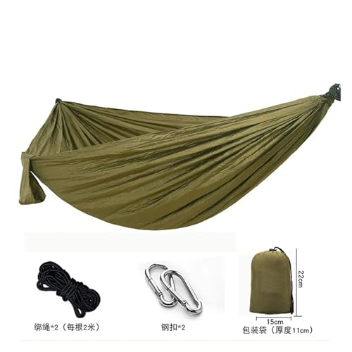 KANGYEBAIHUODIAN Passend for Hängematten im Freien, Nylon-Fallschirmtuch, Schaukelstuhl, Einzel-, Doppel-, Camping-, REIT-, Indoor-Freizeit-Hängematte, Hängesessel, Schaukel(Army Green) von HXPKKX