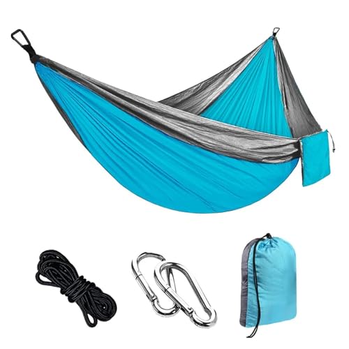 KANGYEBAIHUODIAN Passend for Hängematten im Freien, Nylon-Fallschirmtuch, Schaukelstuhl, Einzel-, Doppel-, Camping-, REIT-, Indoor-Freizeit-Hängematte, Hängesessel, Schaukel(Light Blue B) von HXPKKX