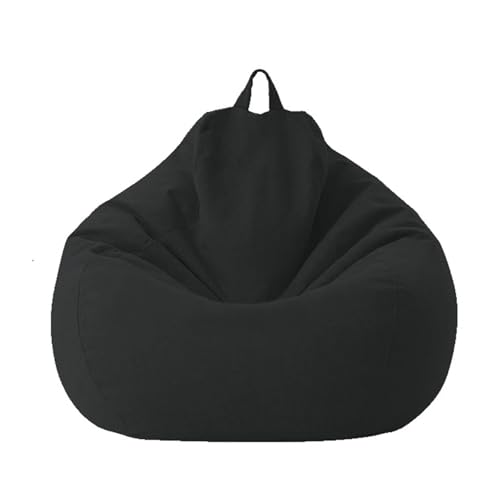 KANGYEBAIHUODIAN Passend for Sitzsack-Sofa-Stuhlbezug, Lazy Lounger, Sitzsack-Aufbewahrungsstuhl, Reißverschluss, Sitzsack-Sofabezug, 100 x 120 cm, ohne Füllmaterial, for draußen und drinnen(Black) von HXPKKX