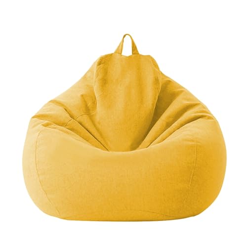 KANGYEBAIHUODIAN Passend for Sitzsack-Sofa-Stuhlbezug, Lazy Lounger, Sitzsack-Aufbewahrungsstuhl, Reißverschluss, Sitzsack-Sofabezug, 100 x 120 cm, ohne Füllmaterial, for draußen und drinnen(Yellow) von HXPKKX