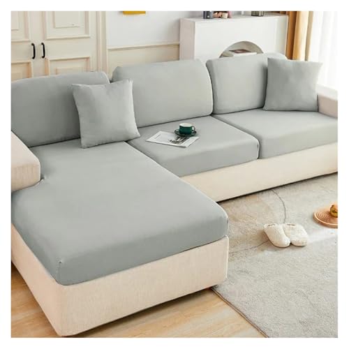 KANGYEBAIHUODIAN Passend for den Sommer, Eisseide, elastischer Sofahut, All-Inclusive-Universalbezug, neuer, einfacher, moderner, einfarbiger, rutschfester Sofabezug, Bezugsstoff(Light Grey,XL-95x190c von HXPKKX