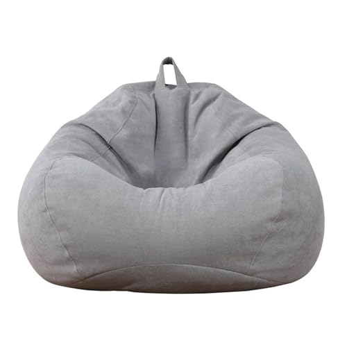 KANGYEBAIHUODIAN Passend for große Lazy Sofa Cover Stühle ohne Füllstoff Liege Sitz Sitzsack Pouf Puff Couch Tatami Wohnzimmer Sofa Cover Couch Cover(Light Grey,80 x 90 cm) von HXPKKX
