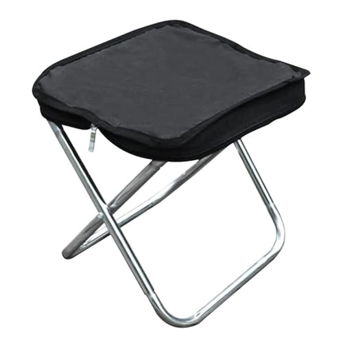 KANGYEBAIHUODIAN Passend for klappbaren Angelstuhl, Leichter Picknick-Campingstuhl, Faltbarer Edelstahl-Reißverschluss, tragbarer Hocker for den Außenbereich, kleine Bank(Black) von HXPKKX