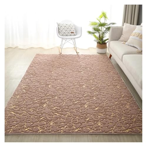 KANGYEBAIHUODIAN Passend for luxuriöse Marmorierung, einfacher Teppich aus Kaninchenhaarimitat, Wohnzimmer, Schlafzimmer, Kaninchenhaar, Heißprägung, rutschfeste, saugfähige Unterlage(Pink,120x180cm) von HXPKKX