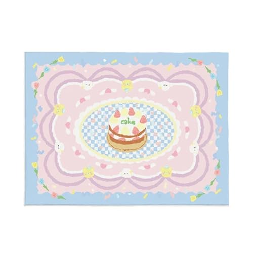 KANGYEBAIHUODIAN Passend for nordische Ins Pink Großflächiger Wohnzimmerteppich Niedlicher weicher flauschiger Kinderzimmer-Dekorationsteppich Verdickter waschbarer Haushaltsteppich(D,100x160cm) von HXPKKX