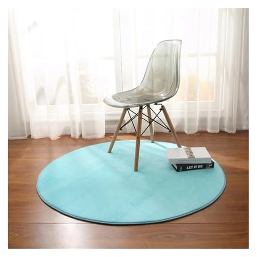 KANGYEBAIHUODIAN Passend for runden Teppich aus Korallenvlies for Wohnzimmer, Schlafzimmer, Couchtisch, Fußmatten, Balkon, Erkerfenster, Kinderspiel-Krabbelmatte, Grau(LightBlue,Diam120cm 47in) von HXPKKX
