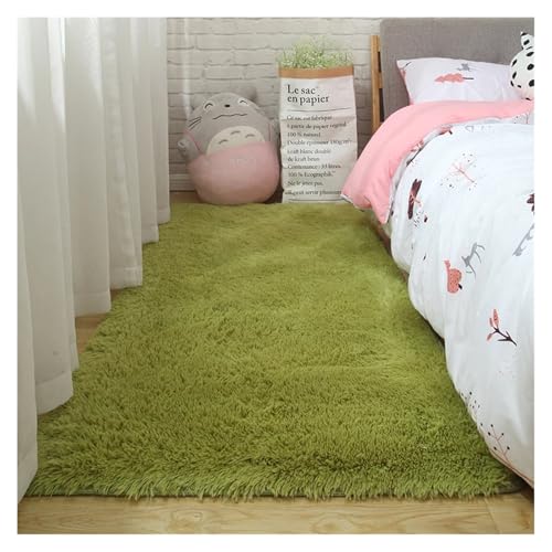 KANGYEBAIHUODIAN Plüsch flauschiger Teppich geeignet für Wohnzimmer weiße weiche Teppiche Schlafzimmer Badezimmer rutschfeste dickere Bodenmatte Teenager-Raumdekoration(grün, 100x120cm 39x47inch) von HXPKKX