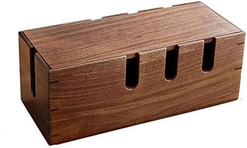 HXR Kabelmanagement-Box Kabelmanagement Box Holz Netzkabel Aufbewahrungsbox Desktop-Speicherkabel-Organizer schützen und ausblenden Netzkabel und Machtstreifen Kabelmanagement-Box (Size : Walnut) von HXR