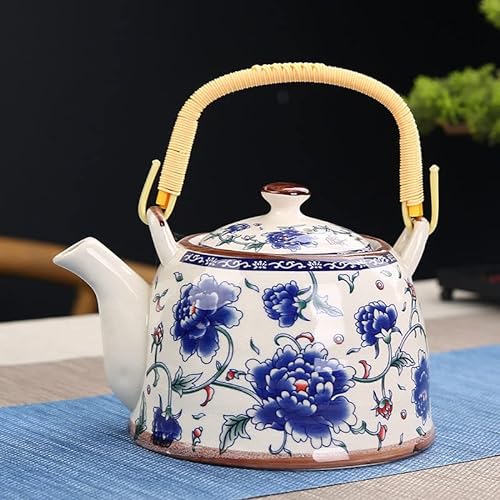 China Porzellan Teekanne mit Sieb Netz Hohe Kapazität 900ML Traditionelles Chinesisches Retro Keramik Tee Set Teekanne Geschenk (Color : 4) von HXSCOO