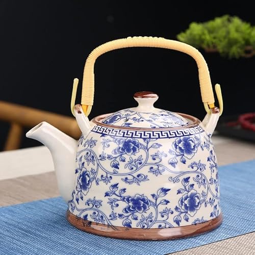 China Porzellan Teekanne mit Sieb Netz Hohe Kapazität 900ML Traditionelles Chinesisches Retro Keramik Tee Set Teekanne Geschenk (Color : 8) von HXSCOO