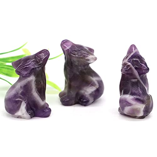 HXSCOO 1,2" Wolf Statue Natursteinschnitzerei Tierfigur Sammlung Handwerk Kristall Reiki Heilung Skulptur Dekor Kinder Geschenke (Color : Amethyst, Size : 1pc) von HXSCOO