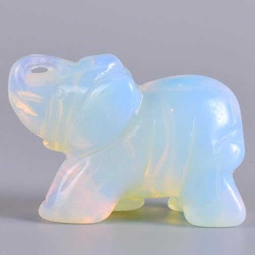 HXSCOO 1,5" Elefant Figur Edelstein Jade handgeschnitzt Amethyst Kristall Handwerk Ornament Mini Tier Statue for Heimdekoration (Color : Opalite) von HXSCOO