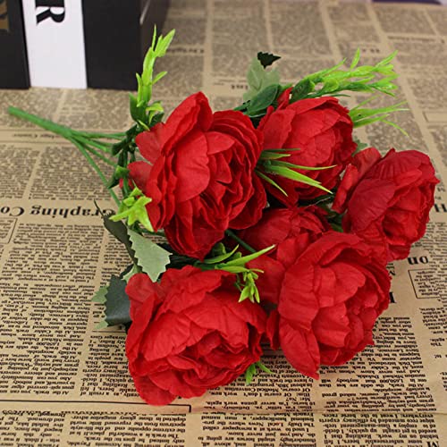 HXSCOO 1 Bündel Simulation Pfingstrose Blume Seide Rosenstrauß Pfingstrose Vintage Brautstrauß Kunstblume Zuhause DIY Weihnachtshochzeitsdeko (Color : Rot) von HXSCOO