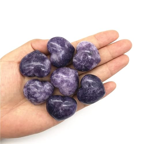 HXSCOO 1 STÜCK Natürlicher Lila Lepidolith Herzförmiger Quarzkristall Reiki-Heilstein DIY Natürliche Quarzkristalle (Size : 2PCS) von HXSCOO
