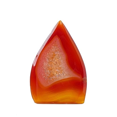 HXSCOO 1pc Natürliche Stein Skulptur Achat Flamme Form Handwerk Karneol Kristall Carving Energie Edelstein Hause Ornament (Color : Free Size 1pc, Size : 300-400g) von HXSCOO