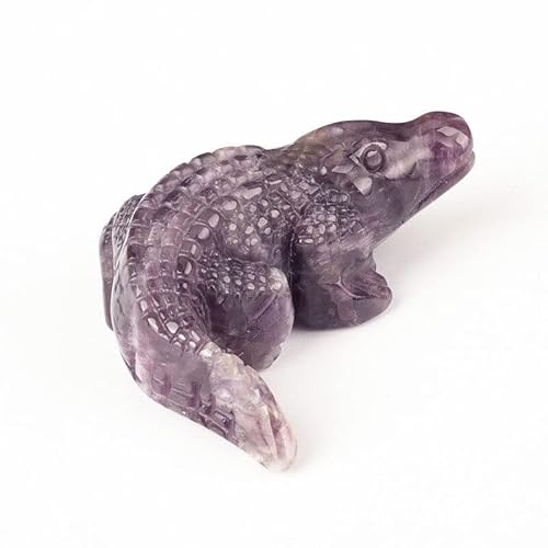 HXSCOO 2 ZollKrokodil Statue Natursteine ​​Rosenquarz Heilkristalle Geschnitzte Tierfiguren Raumdekor Edelstein Handwerk Schmuckstück Großhandel (Color : Amethyst) von HXSCOO