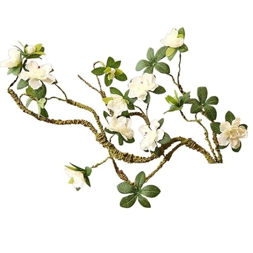 HXSCOO 90 cm Künstliche Blumen Rhododendron 10 Köpfe Seide Gefälschte Blume Zweig for DIY Home Dekoration Chinesische Zen Blumenarrangement (Color : Weiß) von HXSCOO