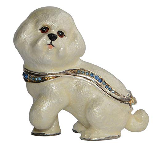 HXSCOO Bichon Frise Schmuckkästchen Hund Geschenke Figur Skulptur Miniatur von HXSCOO