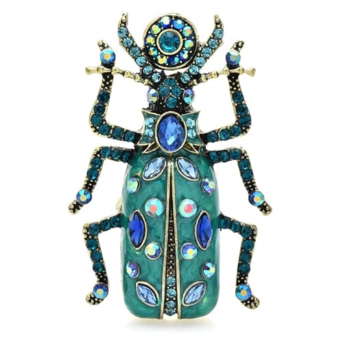 HXSCOO Emaille Käfer Broschen for Frauen Unisex 4-Farbe Strass Schöne Insekten Party Büro Brosche Pins Geschenke (Color : Light Blue) von HXSCOO