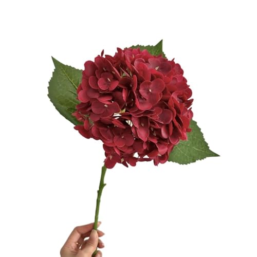 HXSCOO Große Hortensien-Simulationsblumendekoration – feuchtigkeitsspendende künstliche Blumen for Hochzeiten und Heimdekoration(Brightred) von HXSCOO