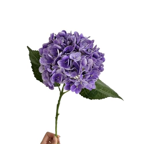 HXSCOO Große Hortensien-Simulationsblumendekoration – feuchtigkeitsspendende künstliche Blumen for Hochzeiten und Heimdekoration(Lila) von HXSCOO
