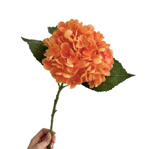HXSCOO Große Hortensien-Simulationsblumendekoration – feuchtigkeitsspendende künstliche Blumen for Hochzeiten und Heimdekoration(Orange) von HXSCOO