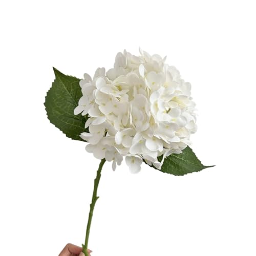 HXSCOO Große Hortensien-Simulationsblumendekoration – feuchtigkeitsspendende künstliche Blumen for Hochzeiten und Heimdekoration(Weiß) von HXSCOO