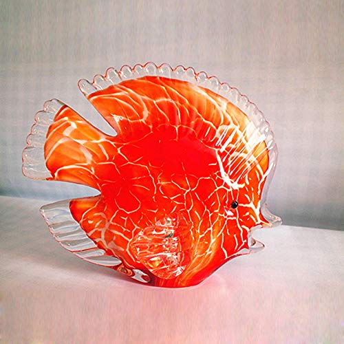 HXSCOO Handgemachte farbige Glasfisch-Tier-Verzierungs-Glasfigur-mediterrane Kunst-Gefälligkeits-Handwerks-rote Glasfiguren-Ausgangsdekoration (Color : Rot) von HXSCOO