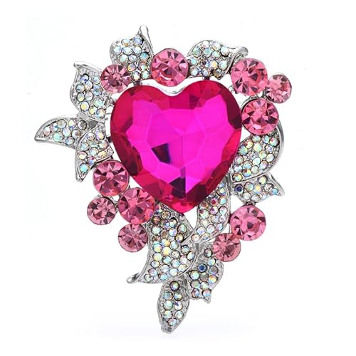HXSCOO Kristall Meer Herz Broschen for Frauen Unisex 3-Farbe Palace Stil 3-Farbe Liebe Party Büro Brosche Pin Geschenke (Color : pink) von HXSCOO