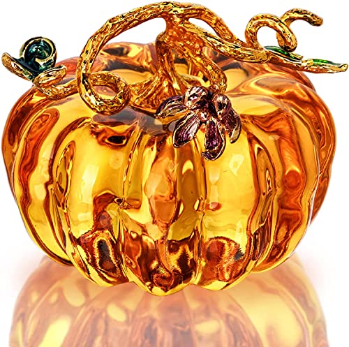 HXSCOO Mundgeblasene Glas-Kürbis-Figur, Ornament, Glas-Sammelfigur von HXSCOO