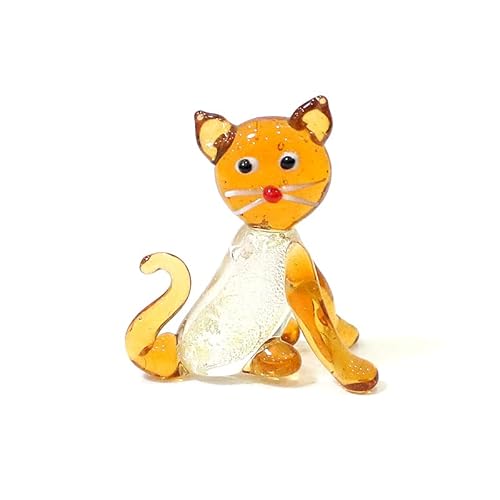 HXSCOO Silberfolie Murano Glas Katze Miniatur Figur Ornamente Zuhause Wohnzimmer Tischdekoration Süße Tiere Kleine Statuen Geschenke for Kinder (Color : Chocolate, Size : About 4.2x3.5cm) von HXSCOO