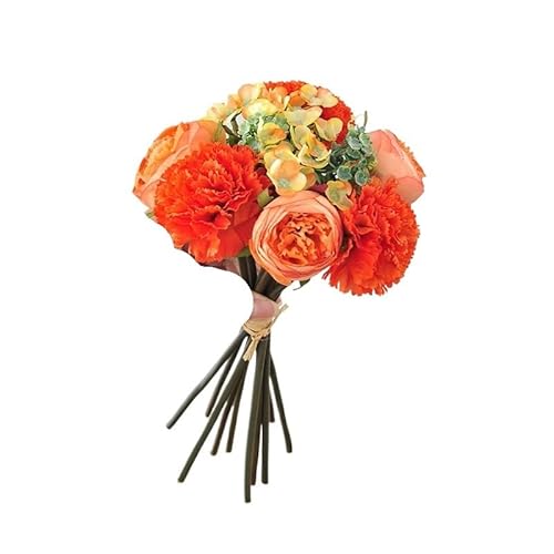 HXSCOO Simulation Hand hält Nelkentee Bouquet - Elegante Hochzeitsrequisiten & Home Floral Decoration(Orange) von HXSCOO