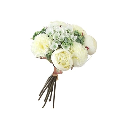 HXSCOO Simulation Hand hält Nelkentee Bouquet - Elegante Hochzeitsrequisiten & Home Floral Decoration(Weiß) von HXSCOO