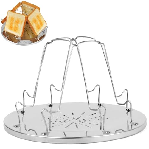Camping-Toaster für Gaskocher - Edelstahl Faltbares Toastablett für Gasherd, Outdoor, Picknick, Reisen, Wohnmobile, 22 × 12.4cm von HXSYKJDM