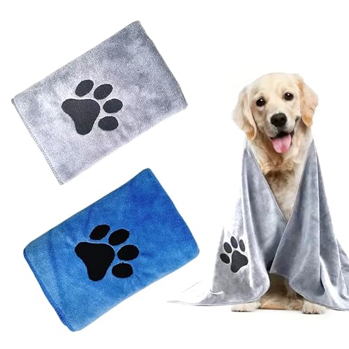 HXSYKJDM 2 Stück Hundehandtuch, 75 x 35 cm Hundehandtuch Extra Saugfähig, Schnelltrocknend Haustier Mikrofaser Handtücher für Haustiere von HXSYKJDM