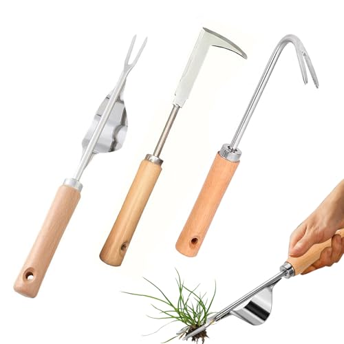 HXSYKJDM Unkrautentferner für den Garten, 2 Stück, Handjäter, Unkrautabzieher mit V-Form-Gabel, Edelstahl-Hand-Unkrautabzieher von HXSYKJDM
