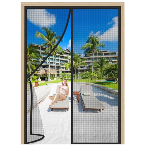 Fliegengitter Tür Moskitonetz Schwarz 85x220cm Magnet Vorhang Insektenschutz Mit Starkem Automatisches Schließen Hält Insekten fern Luft Kann Frei StröMen für Wohnzimmer Schlafzimmer Terrassentür von HXUHUI