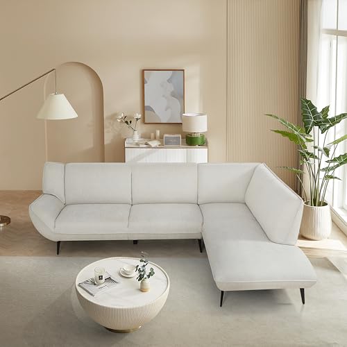 HXUHUWS Großes Kombi-Sofa für Wohnzimmer, 274 cm, hoher Rückprallsitz, beigefarbener Stoff von HXUHUWS