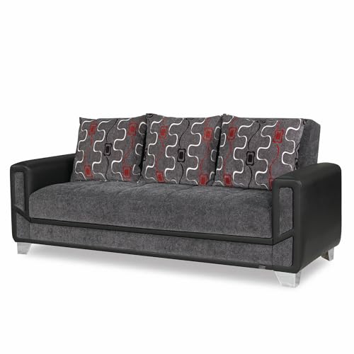 HXUHUWS Maximieren Sie den Platz mit umwandelbarem Sofabett, gepolstert mit Stauraum, für kleine Räume, stilvolles Grau von HXUHUWS