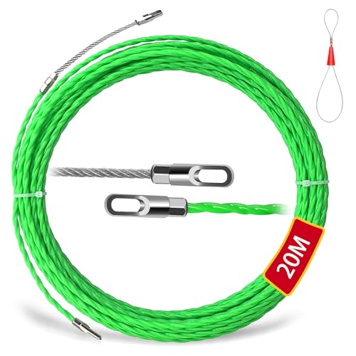 20m Einziehspirale Zugdraht, Einziehspirale Einziehhilfe Durchmesser 4,5mm Kabeleinziehhilfe Einziehspirale Zugdraht mit Führungsfeder, für Einzugsband zur Kabelverlegung (20M) von HXUING